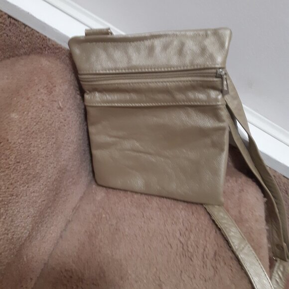 Genuine Leather Taupe/Bronze crossbody bag - Picture 5 of 7
